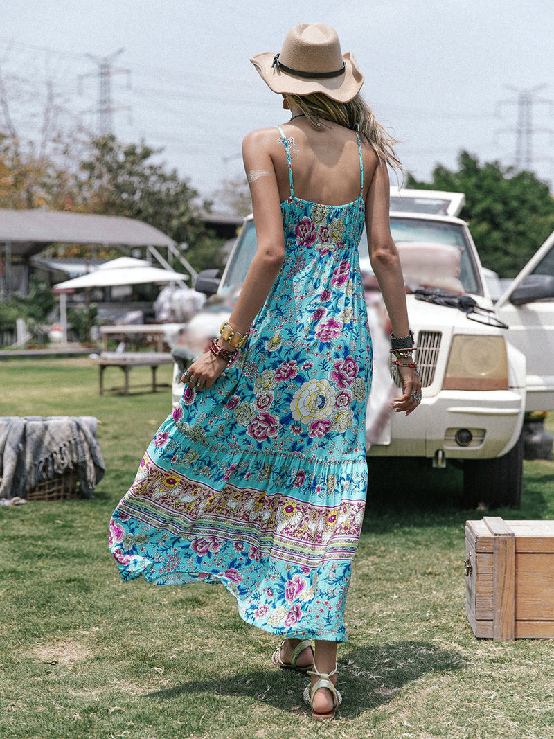 Printed Scoop Neck Sleeveless Maxi Dress - Lindsay's Shop