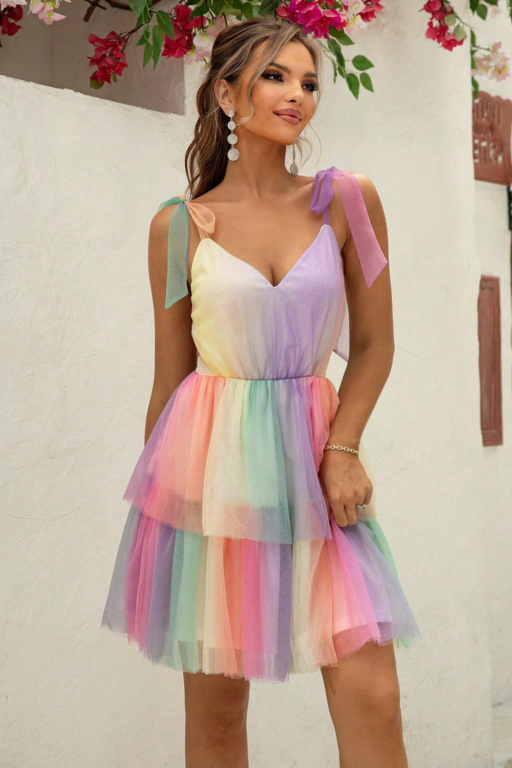 Gradient Tie-Shoulder Layered Dress - Lindsay's Shop