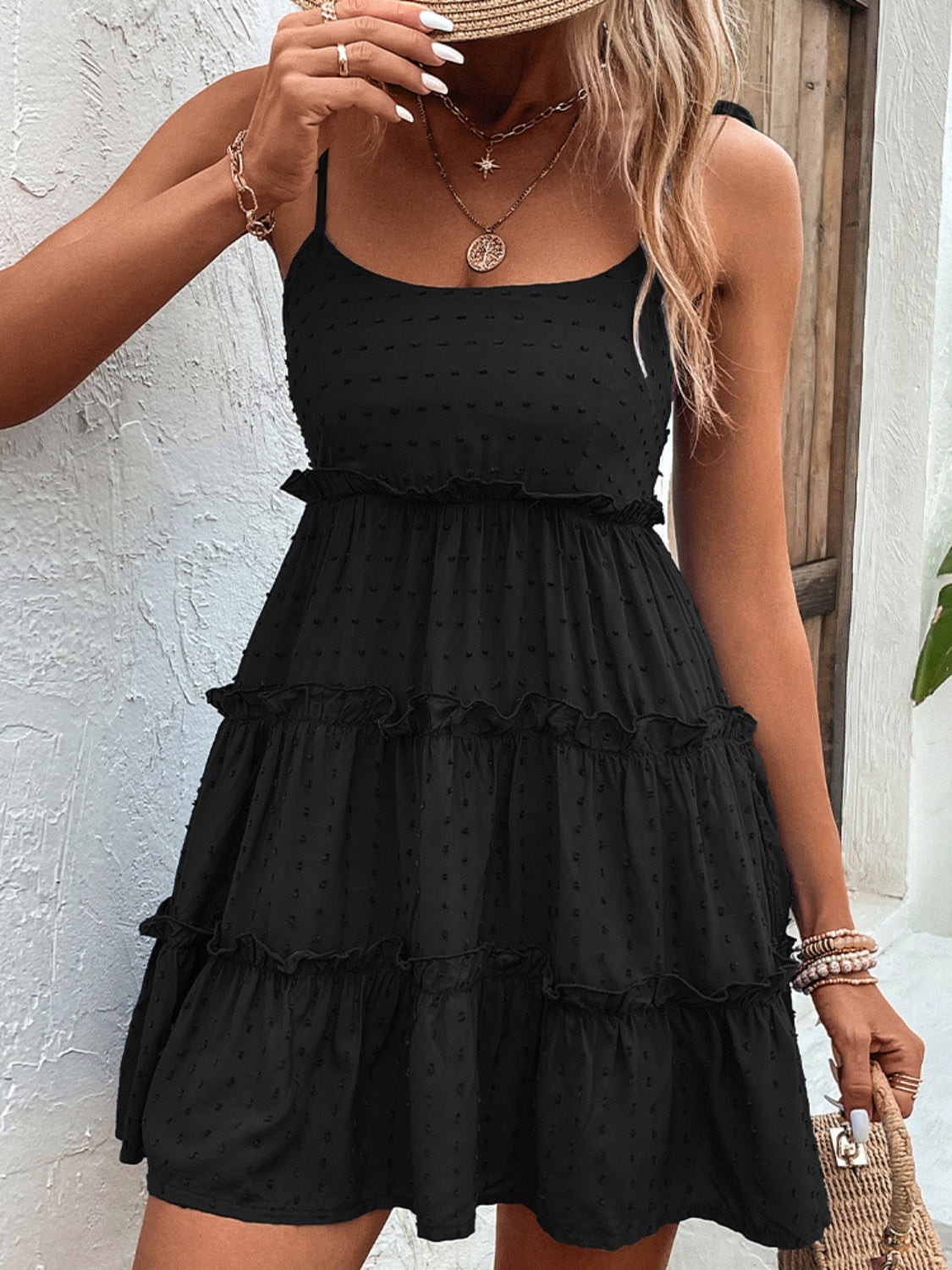 Frill Spaghetti Strap Tiered Dress - Lindsay's Shop