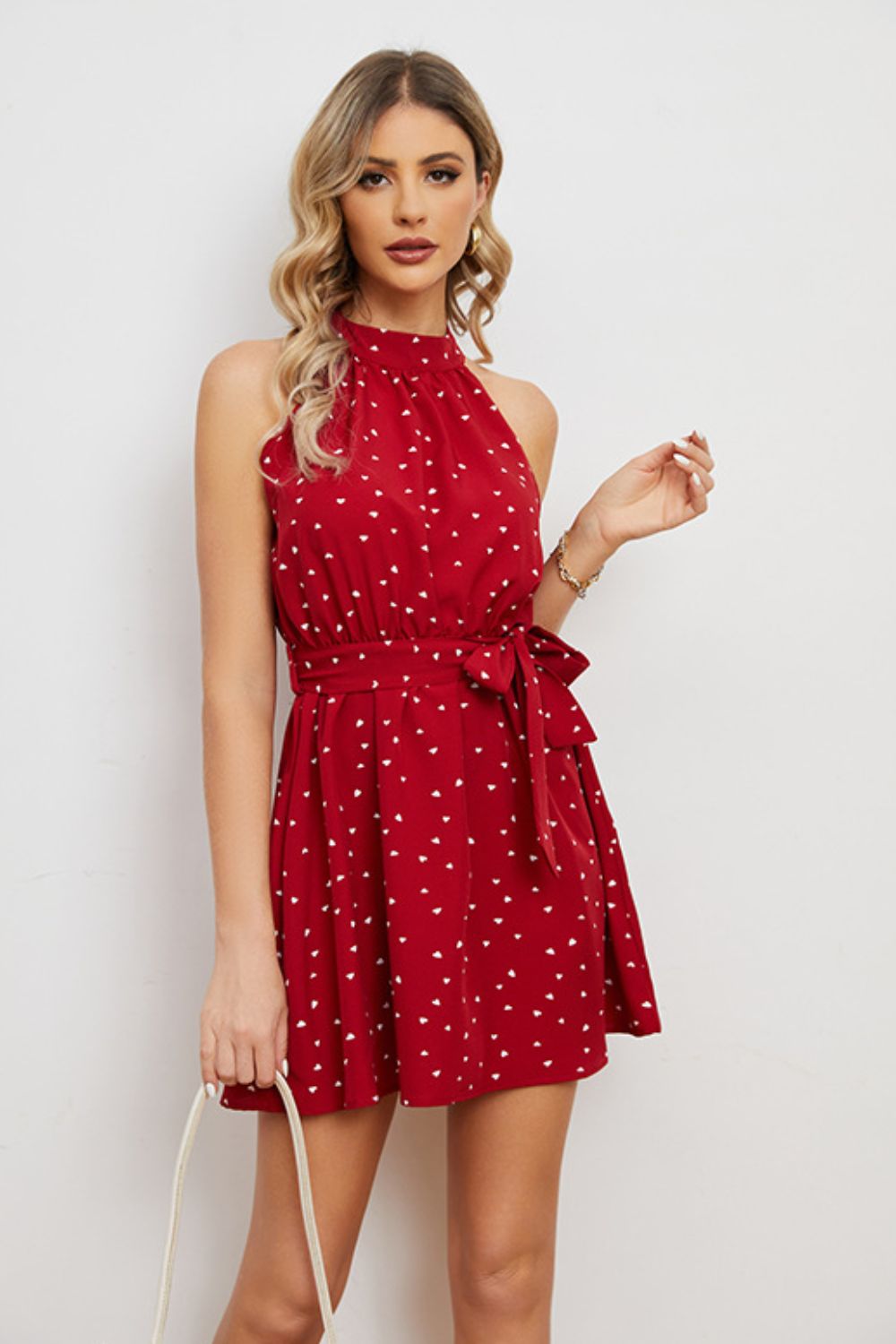 Printed Tie Waist Mini Dress - Lindsay's Shop