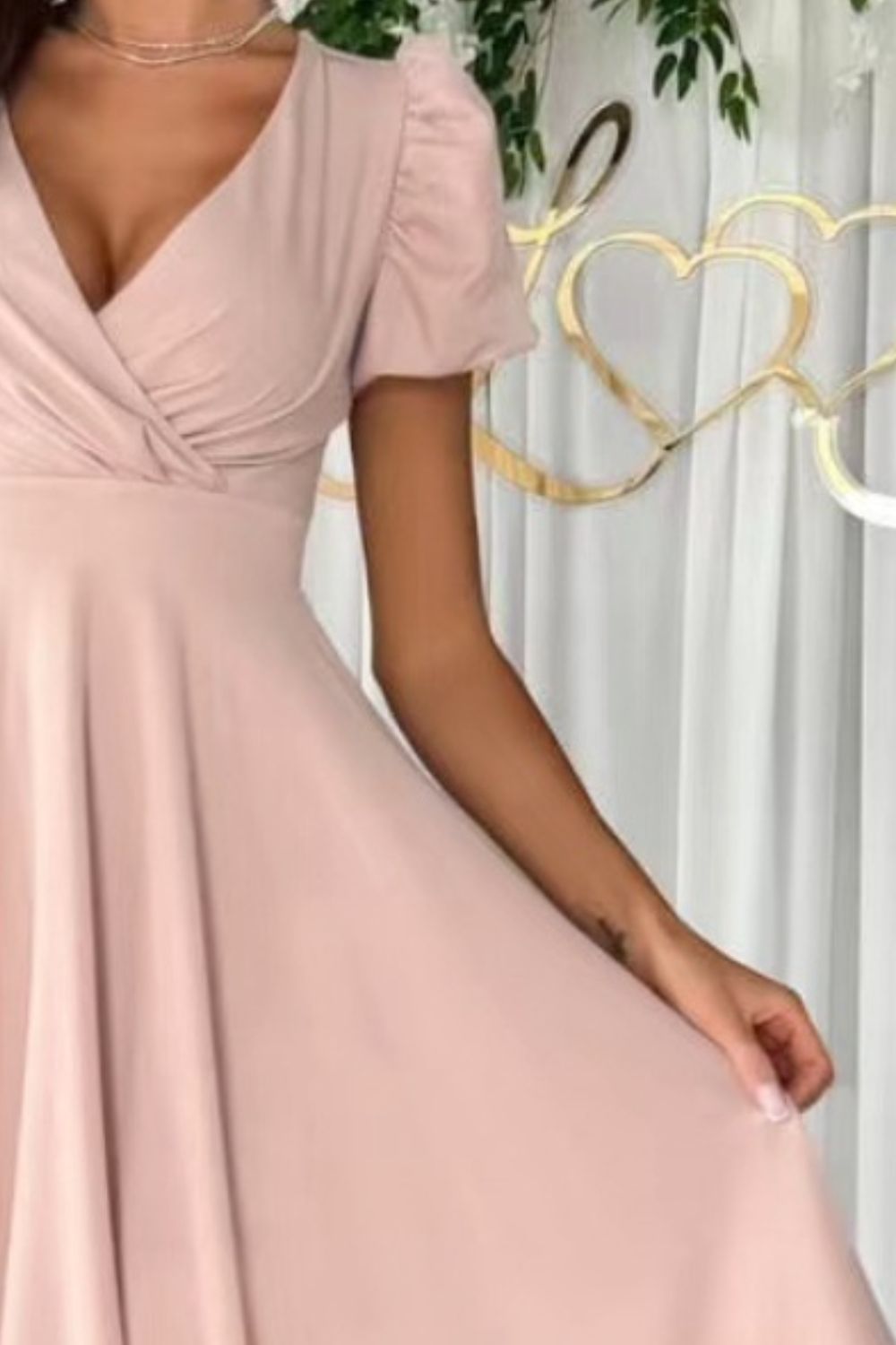 Surplice Puff Sleeve Midi Dress - Lindsay's Shop