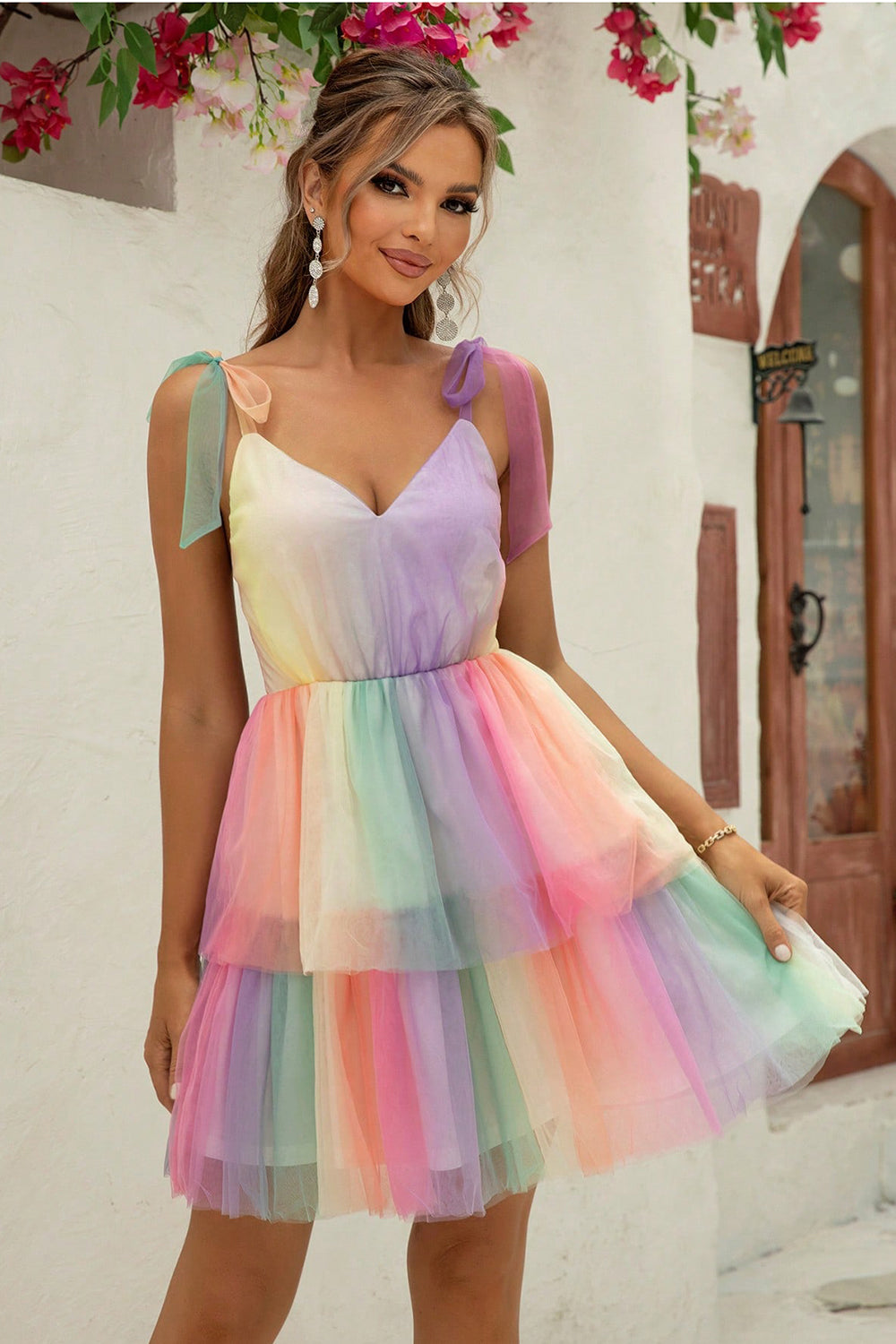 Gradient Tie-Shoulder Layered Dress - Lindsay's Shop