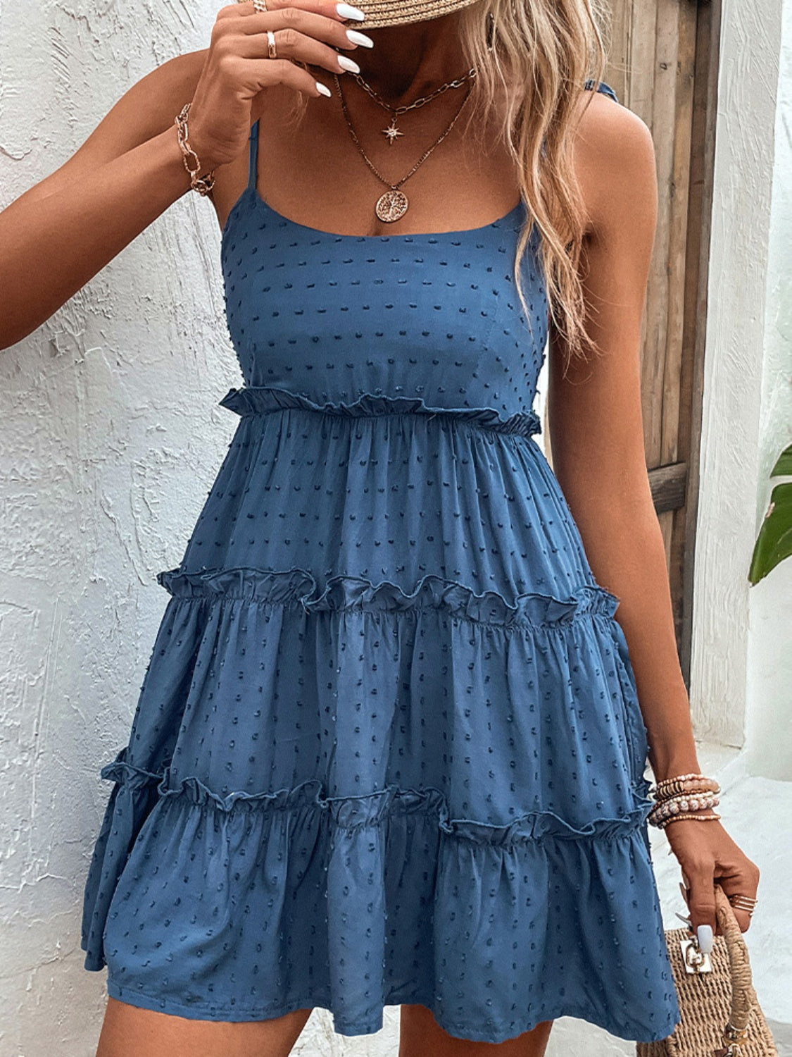 Frill Spaghetti Strap Tiered Dress - Lindsay's Shop