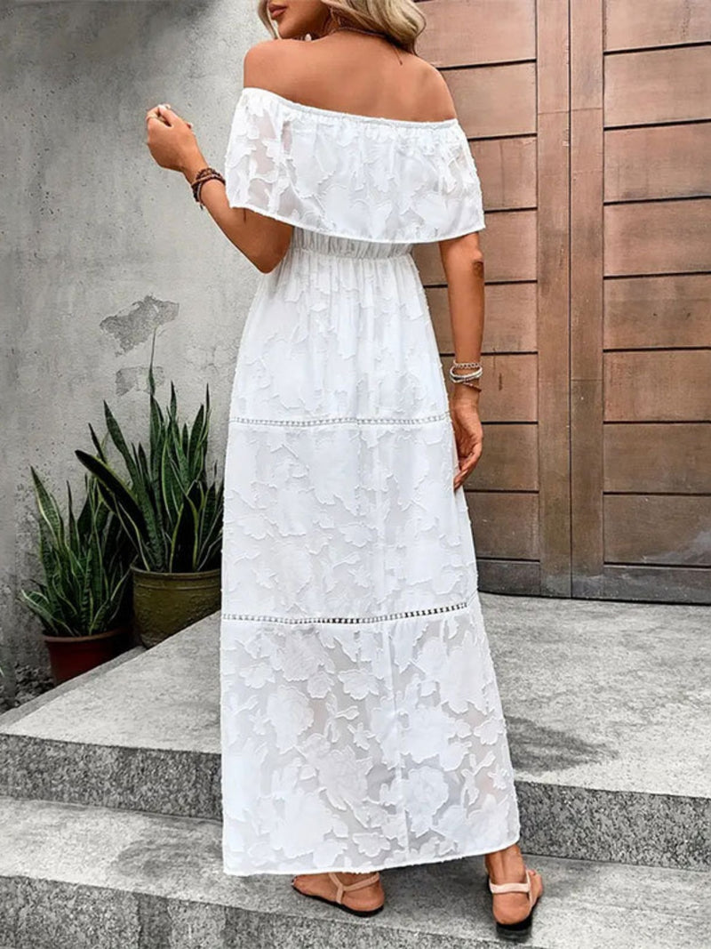 Off-Shoulder Short Sleeve Maxi Dress - Lindsay's Shop