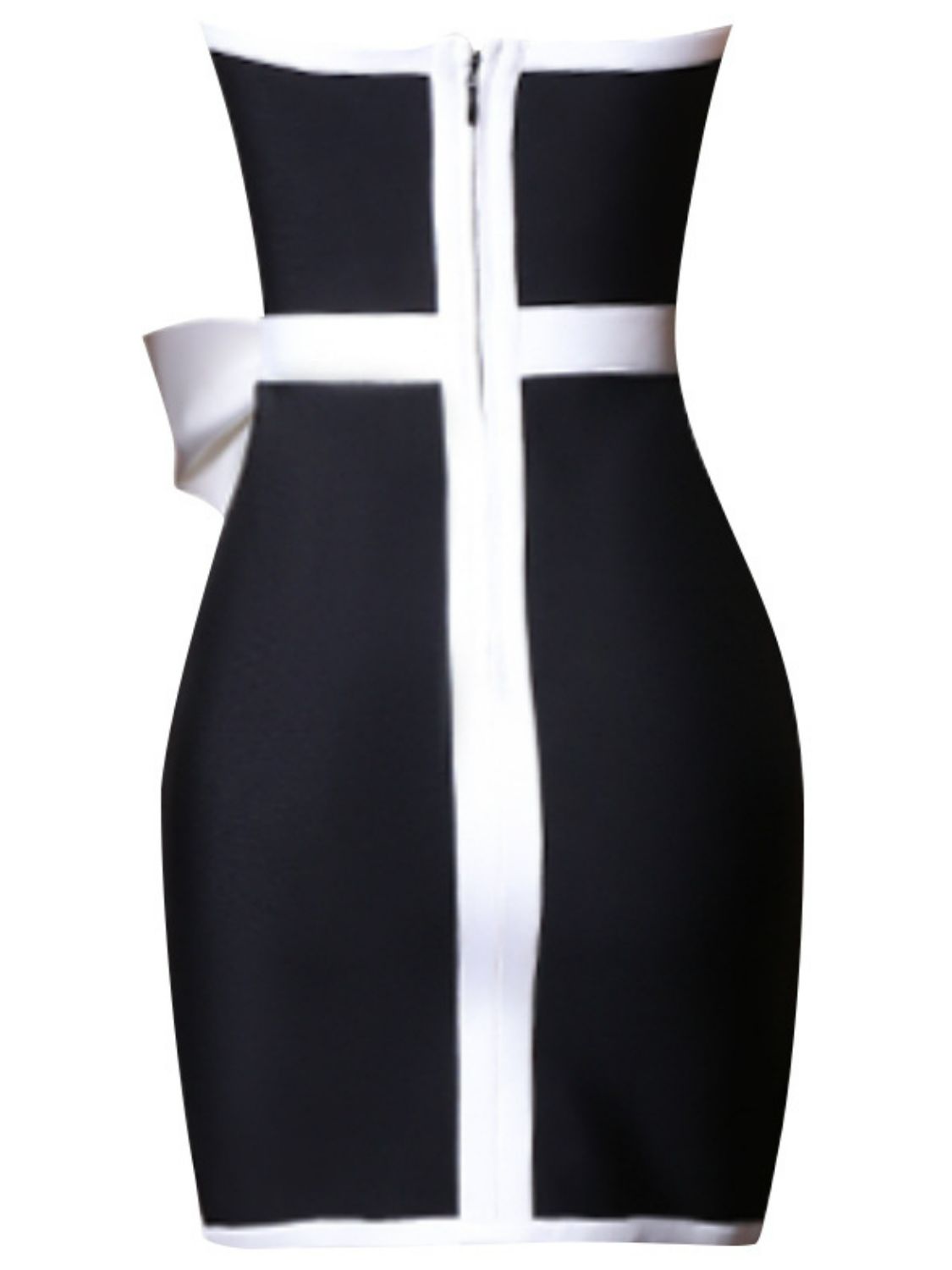 Front of black Contrast Strapless Bow Detail Mini Dress - Lindsay's Shop