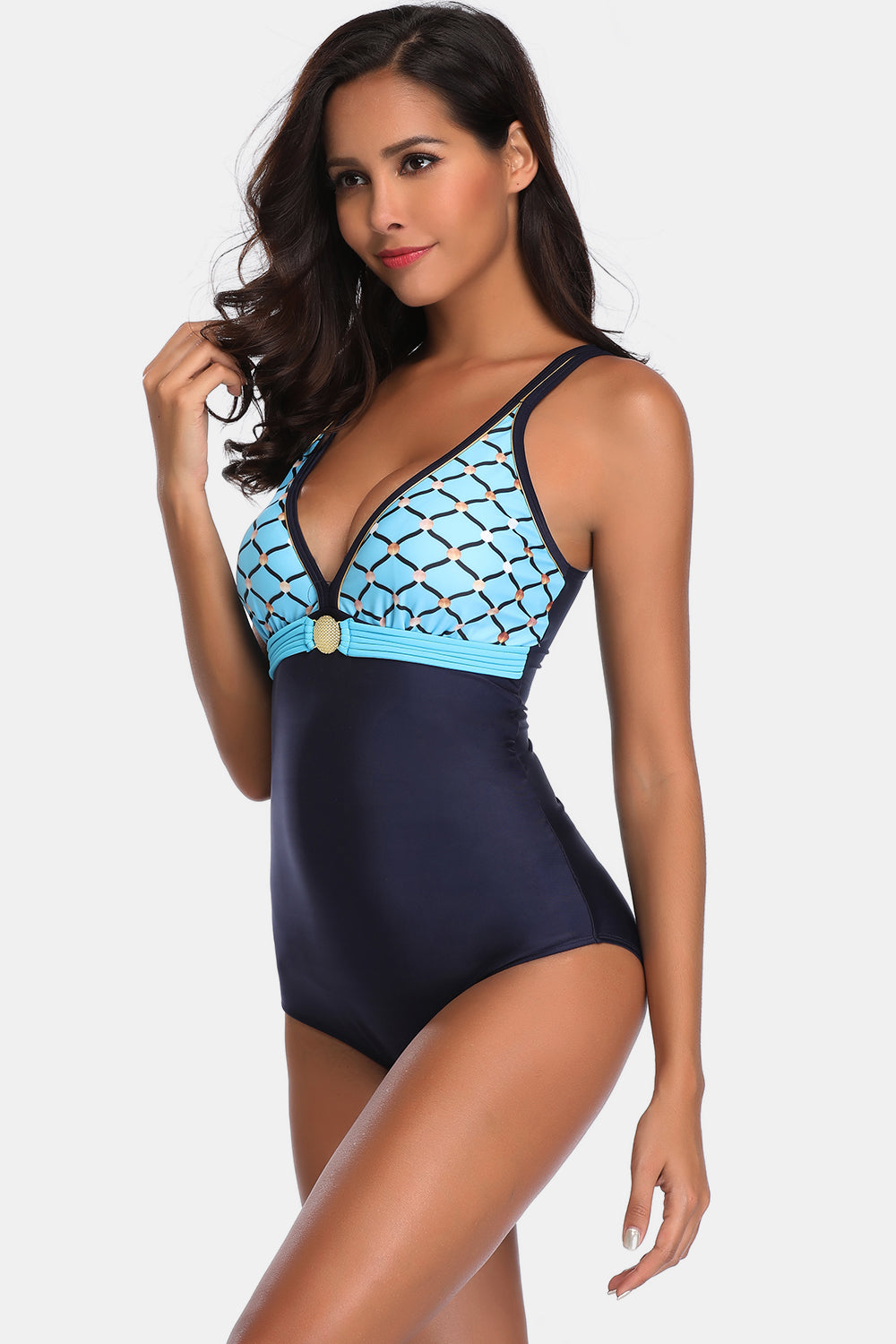 Full Size V-Neck Backless One-Piece Swimwear - Lindsay's Shop