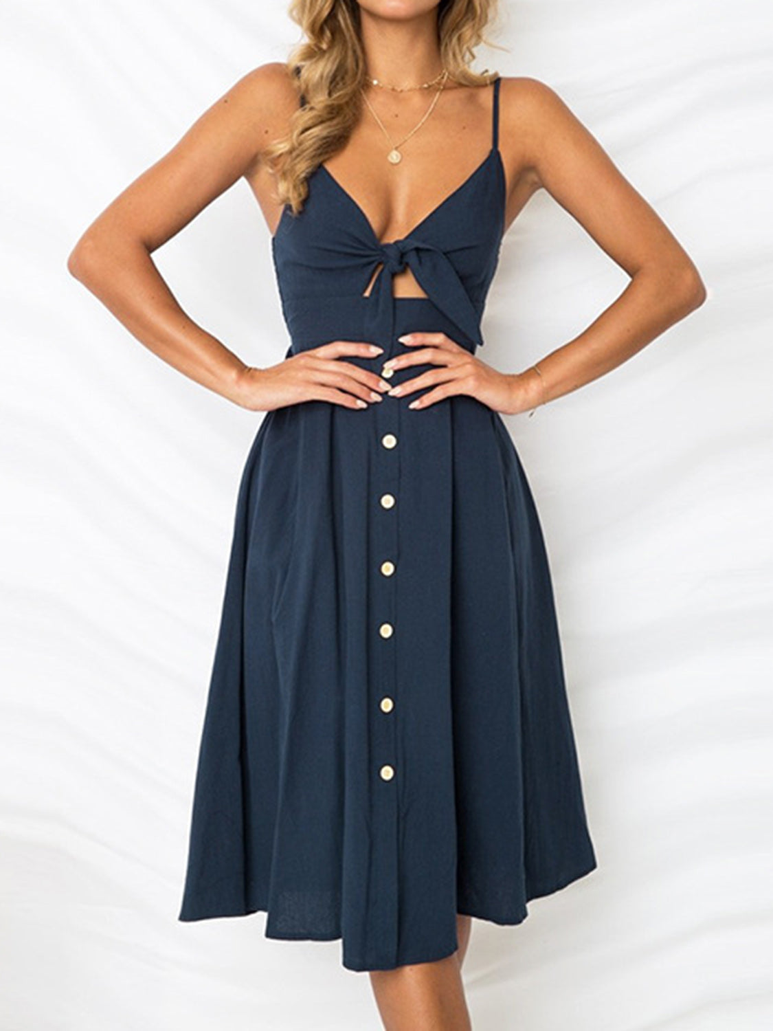 Cutout Smocked Sweetheart Neck Cami Dress - Lindsay's Shop