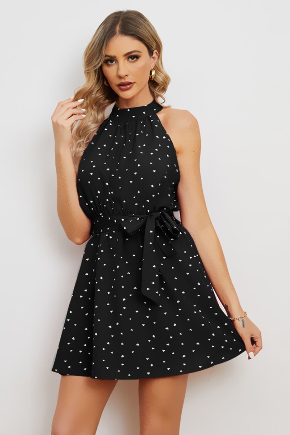 Printed Tie Waist Mini Dress - Lindsay's Shop