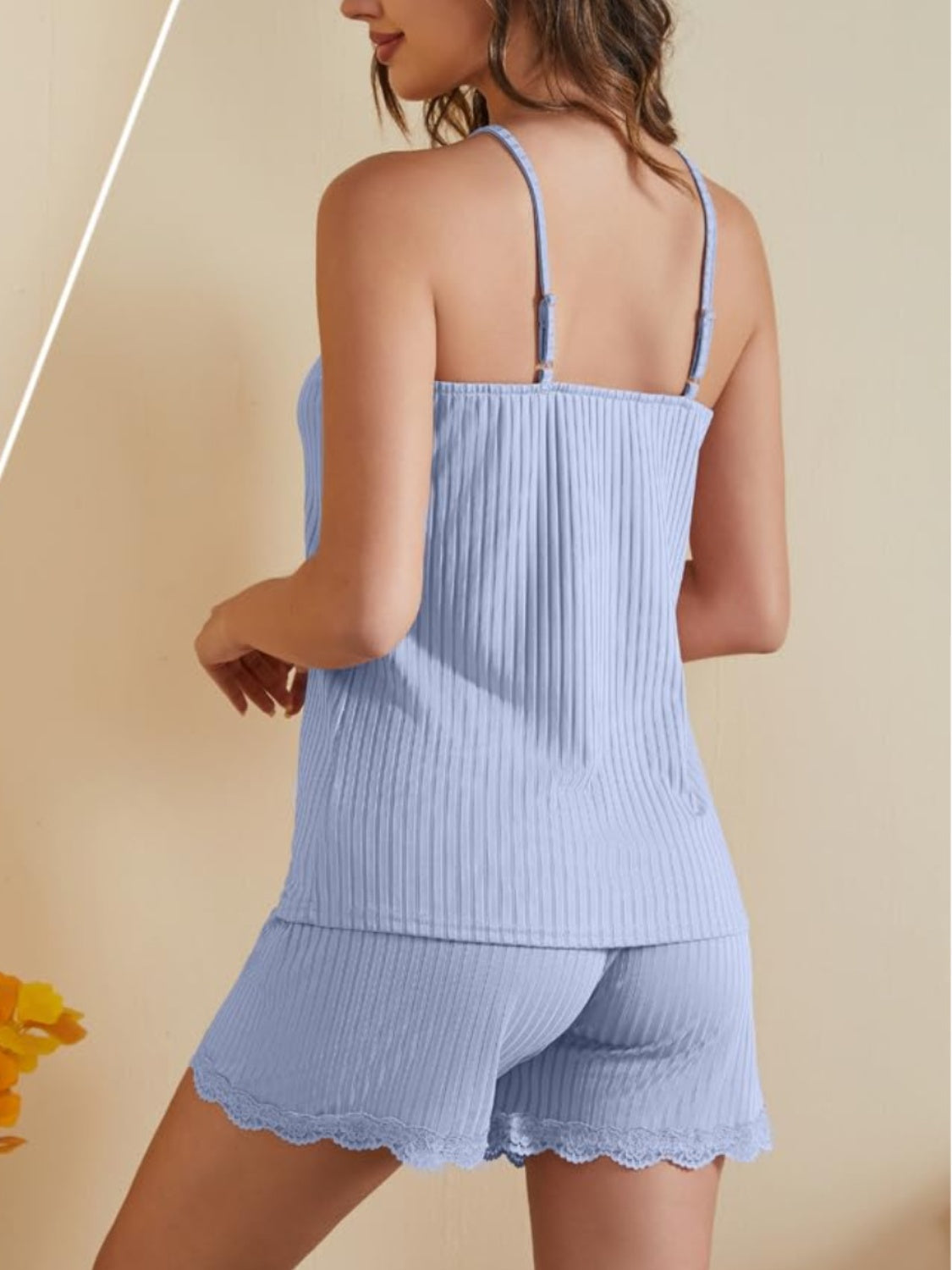 Ribbed Scoop Neck Top and Shorts Lounge Set - Lindsay's Shop