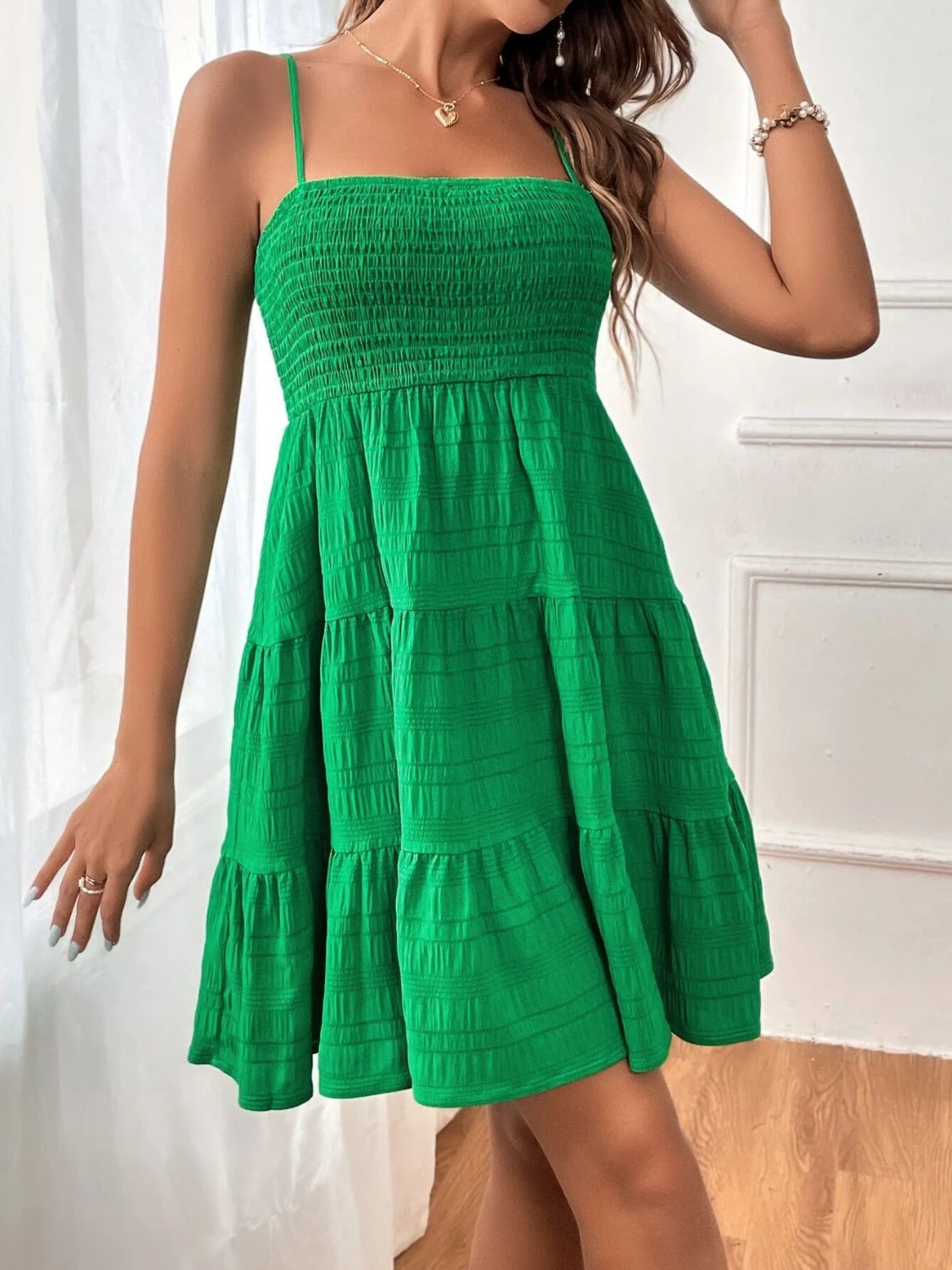 Tiered Smocked Square Neck Cami Dress - Lindsay's Shop