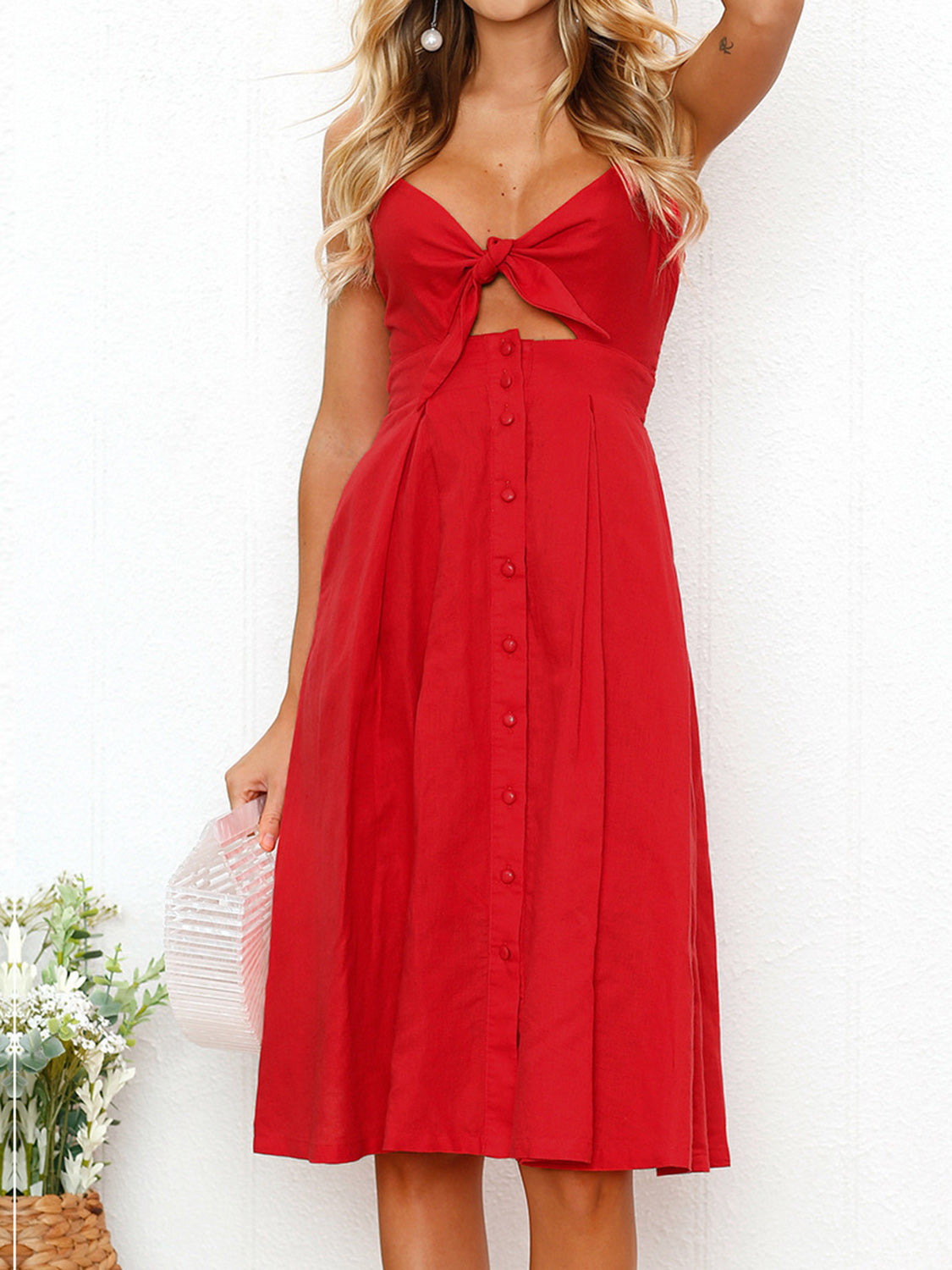 Cutout Smocked Sweetheart Neck Cami Dress - Lindsay's Shop